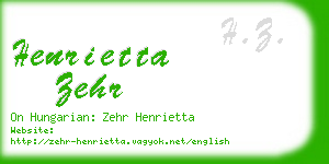 henrietta zehr business card